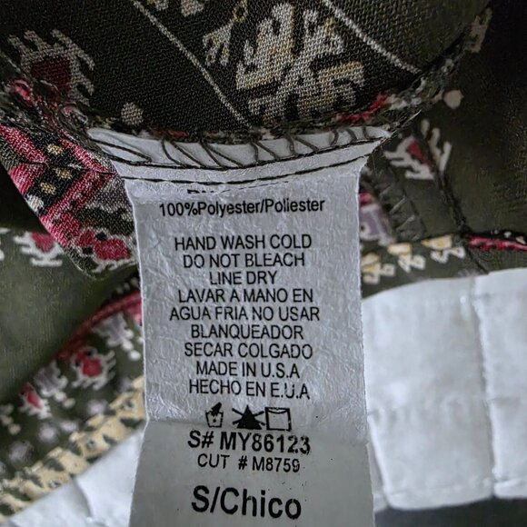 Love Kuza Boho Style Green Floral Tunic Dress With Tie Neckline & Bell Sleeves, - Picture 5 of 7